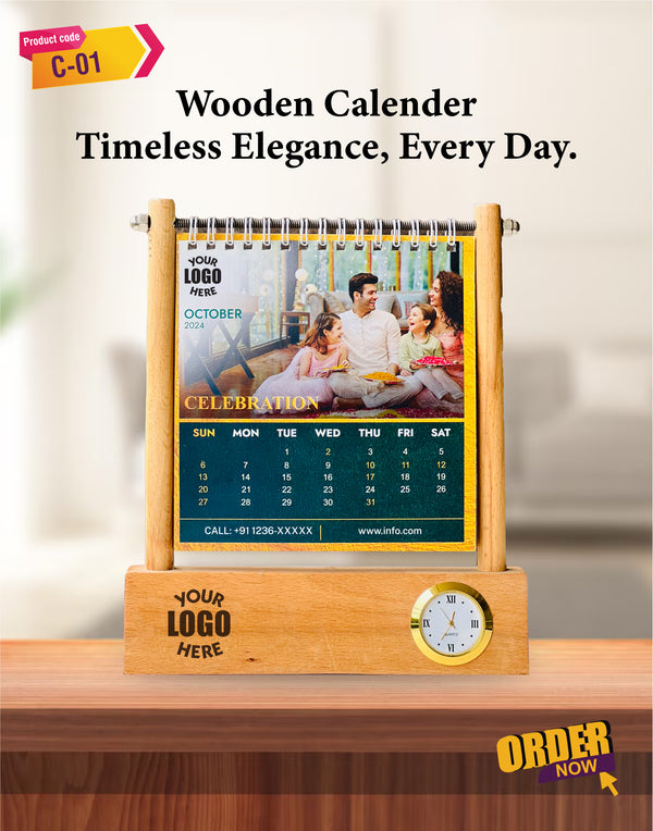 2025 Personalized Corporate Calendar Wooden Base