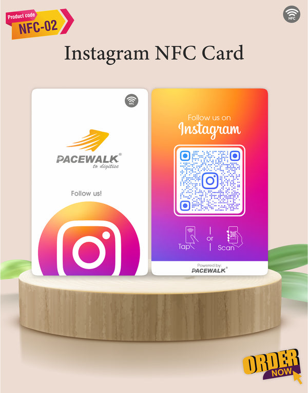 Instagram NFC Card | Along with QR Code | Boost Instagram with Tap or Scan | Pre-Configured PVC Card | With Dashbboard | NFC-02